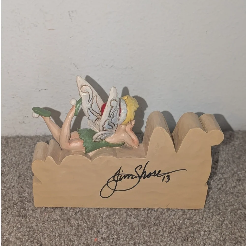 Jim‎ Shore Disney Traditions Tinker Bell Merry Word Plaque Figurine SIGNED Boxed